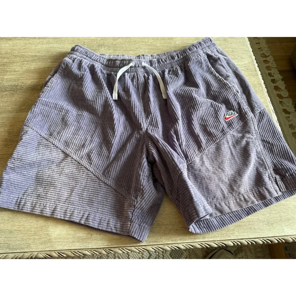 Nike Sportswear Corduroy Shorts Mens‎ XXL Purple Lavender Retro Script Logo